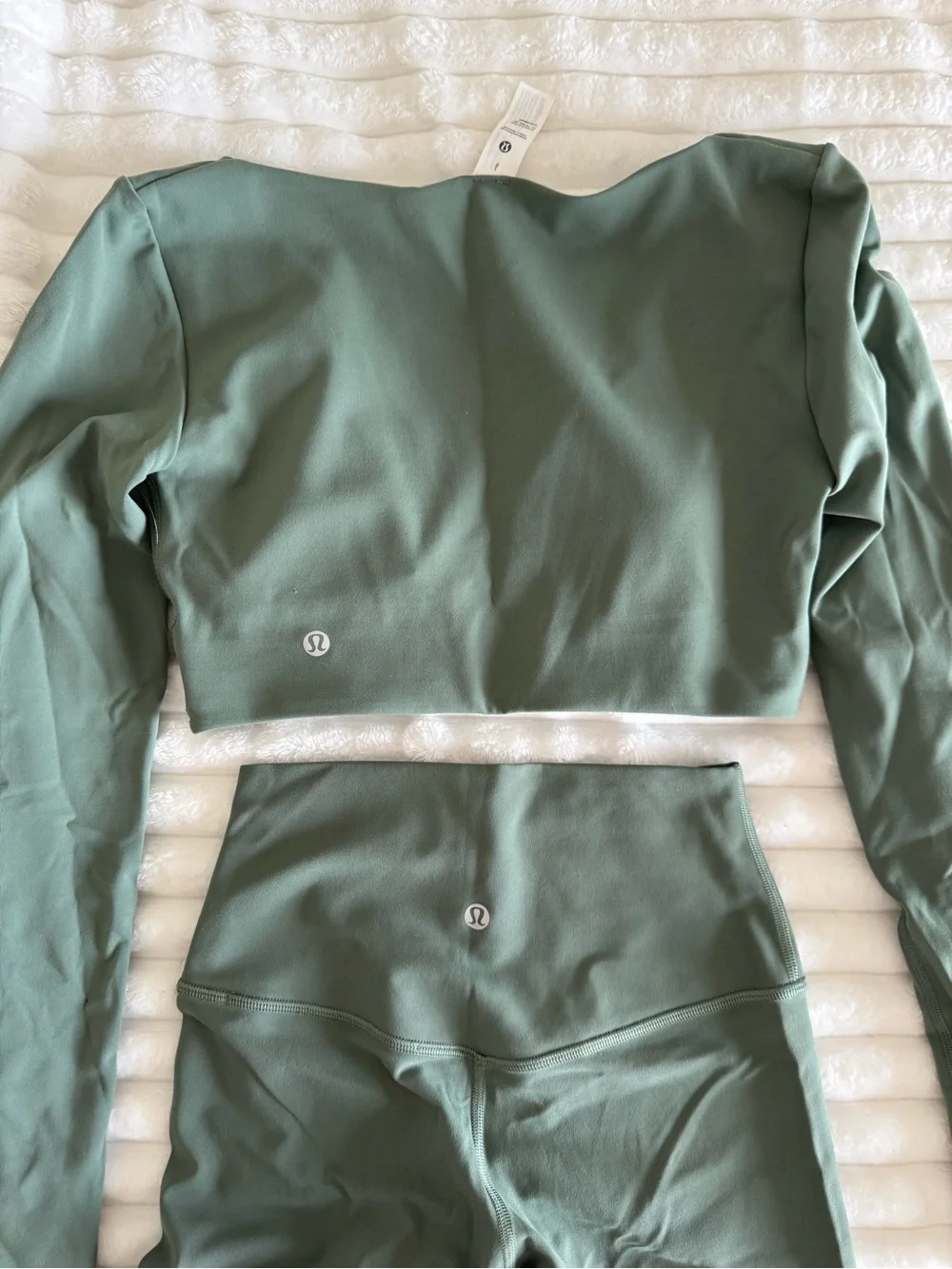 lululemon athletica Sage Green Leggings and Wrap Long Sleeve Top Set